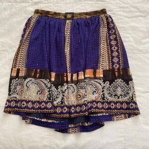 Bohemian Paisley Print Skirt - Blue and Brown